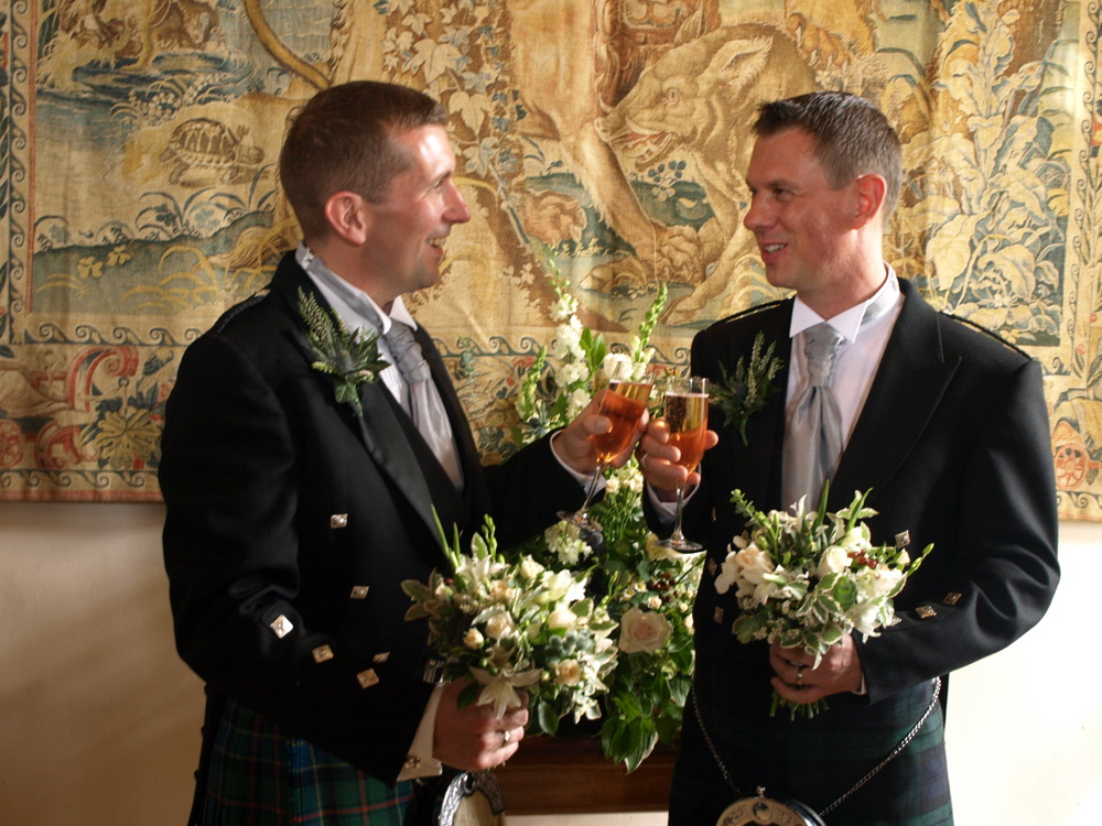 Couple celebrating their wedding day